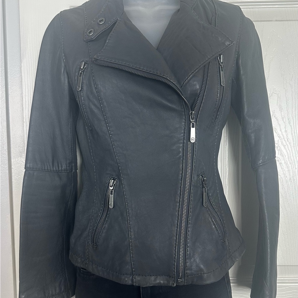 Michael Kors Genuine Leather Jacket Gray Sz XS